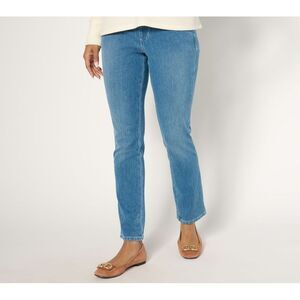 Maya J Women's Petite Pants 14P Flexibelle Paisley Belle Curve Jean Blue A670980